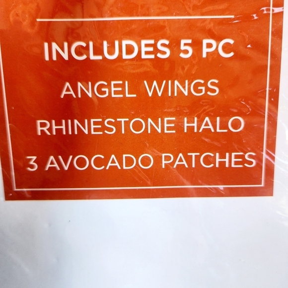 NWT Holy Guacamole Halloween Costume Angle Wings Halo Patches Simple Funny New - Picture 3 of 4
